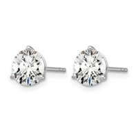 True Origin 14K White Gold 6 Carat Lab Grown Diamond VS+ F+ Round Three Prong Heavy Weight Complete Stud Earrings view 2