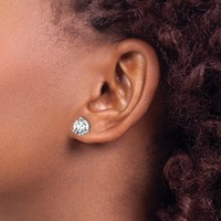 True Origin 14K White Gold 6 Carat Lab Grown Diamond VS+ F+ Round Three Prong Heavy Weight Complete Stud Earrings view 3