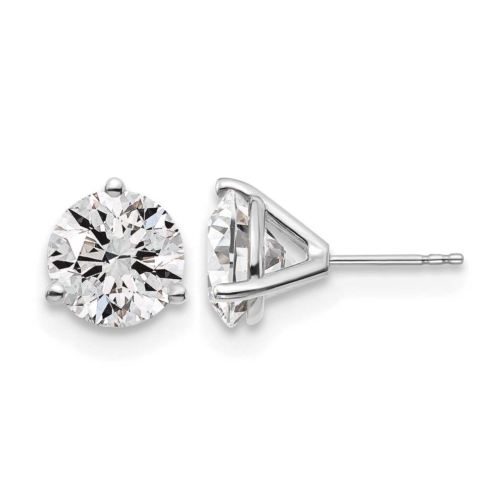 True Origin 14K White Gold 6 Carat Lab Grown Diamond VS+ F+ Round Three Prong Heavy Weight Complete Stud Earrings