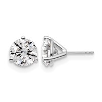 True Origin 14K White Gold 6 Carat Lab Grown Diamond VS+ F+ Round Three Prong Heavy Weight Complete Stud Earrings view 1