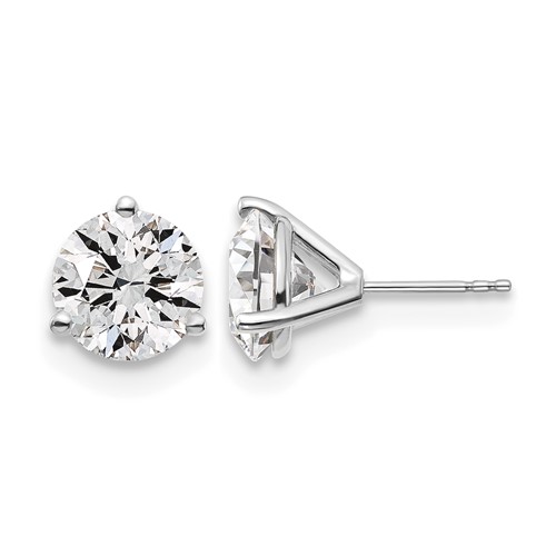 True Origin 14K White Gold 6 Carat Lab Grown Diamond VS+ F+ Round Three Prong Heavy Weight Complete Stud Earrings