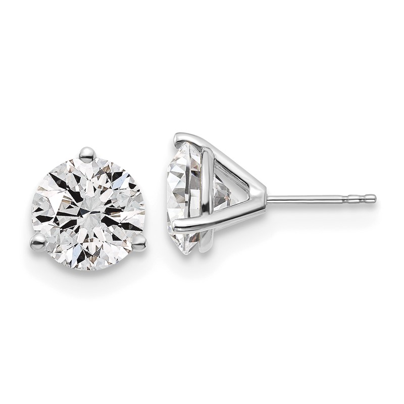 14k White Gold 6 ctw Lab Grown Diamond VS+ F+ Round 3 Prong Heavy Wt. Stud Earrings