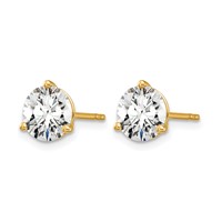 True Origin 14K Yellow Gold 6 Carat Lab Grown Diamond VS+ F+ Round Three Prong Heavy Weight Complete Stud Earrings view 2