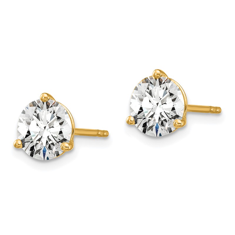 14k Yellow Gold 6 ctw Lab Grown Diamond VS+ F+ Round 3 Prong Heavy Wt. Stud Earrings