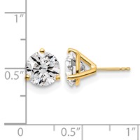 True Origin 14K Yellow Gold 6 Carat Lab Grown Diamond VS+ F+ Round Three Prong Heavy Weight Complete Stud Earrings view 4
