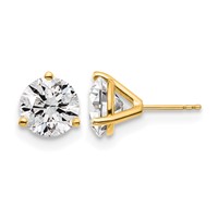 True Origin 14K Yellow Gold 6 Carat Lab Grown Diamond VS+ F+ Round Three Prong Heavy Weight Complete Stud Earrings view 1