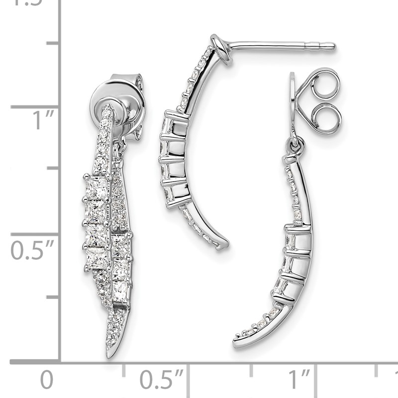 14K White Gold Lab Grown VS/SI+ G+ Dia Front/Back Post Dangle Earrings