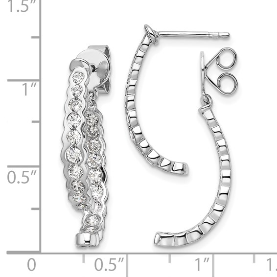 14k White Gold 1 1/2 carat Lab Grown Diamond VS/SI+ G+ Front and Back Dangle Post Earrings
