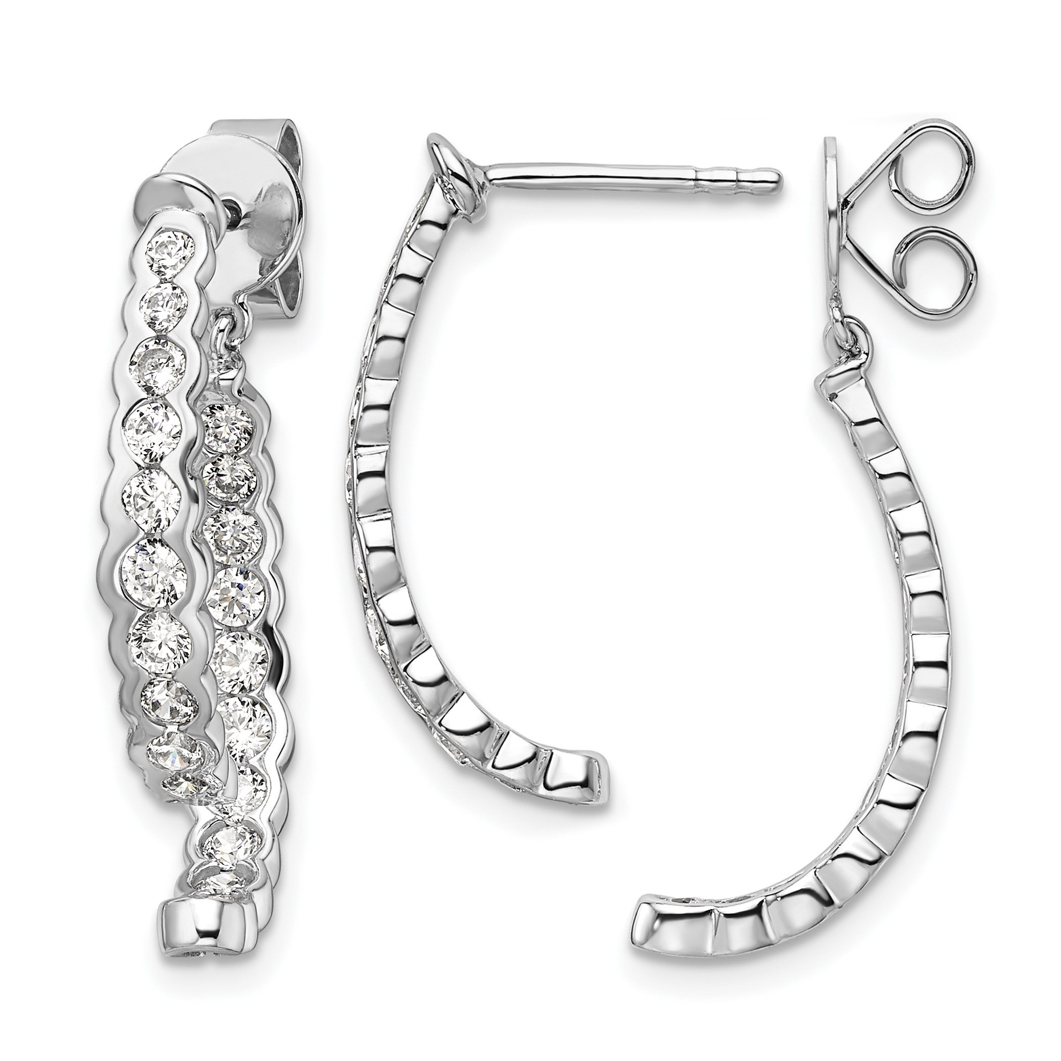 14k White Gold 1 1/2 carat Lab Grown Diamond VS/SI+ G+ Front and Back Dangle Post Earrings (EM10172-149-WLG)