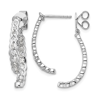 14k White Gold 1 1/2 carat Lab Grown Diamond VS/SI+ G+ Front and Back Dangle Post Earrings