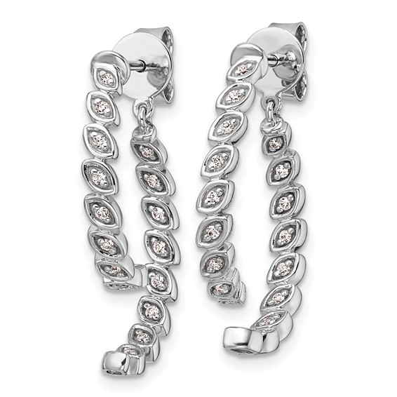 14K White Gold Polished 1/5 carat Diamond Front and Back Dangle Earrings
