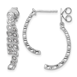 14K White Gold Polished 1/5 carat Diamond Front and Back Dangle Earrings