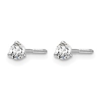 True Origin 14K White Gold 0.20 Carat Lab Grown Diamond VS+ F+ Round Three Prong Heavy Weight Screw Back Complete Stud Earrings view 2