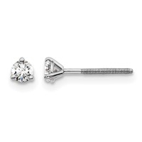 True Origin 14K White Gold 0.20 Carat Lab Grown Diamond VS+ F+ Round Three Prong Heavy Weight Screw Back Complete Stud Earrings view 1