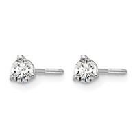 True Origin 14K White Gold 0.25 Carat Lab Grown Diamond VS+ F+ Round Three Prong Heavy Weight Screw Back Complete Stud Earrings view 2
