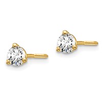 True Origin 14K Yellow Gold 0.33 Carat Lab Grown Diamond VS+ F+ Round Three Prong Heavy Weight Screw Back Complete Stud Earrings view 2