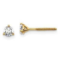 True Origin 14K Yellow Gold 0.33 Carat Lab Grown Diamond VS+ F+ Round Three Prong Heavy Weight Screw Back Complete Stud Earrings view 1