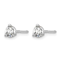 True Origin 14K White Gold 0.33 Carat Lab Grown Diamond VS+ F+ Round Three Prong Heavy Weight Screw Back Complete Stud Earrings view 2