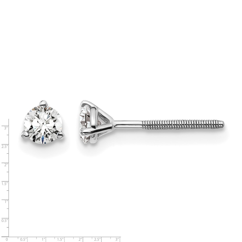 14k White Gold 1/3 ctw Lab Grown Diamond VS+ F+ Round 3 Prong Heavy Wt. Screwback Stud Earrings (EM1017S-033-WLD)
