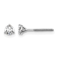 True Origin 14K White Gold 0.33 Carat Lab Grown Diamond VS+ F+ Round Three Prong Heavy Weight Screw Back Complete Stud Earrings view 1