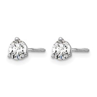 True Origin 14K White Gold 0.50 Carat Lab Grown Diamond VS+ F+ Round Three Prong Heavy Weight Screw Back Complete Stud Earrings view 2