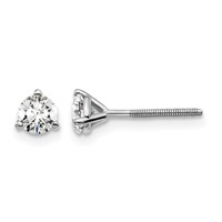 True Origin 14K White Gold 0.50 Carat Lab Grown Diamond VS+ F+ Round Three Prong Heavy Weight Screw Back Complete Stud Earrings view 1