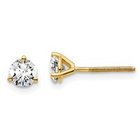 True Origin 14K Yellow Gold 0.67 Carat Lab Grown Diamond VS+ F+ Round Three Prong Heavy Weight Screw Back Complete Stud Earrings view 1