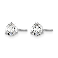 True Origin 14K White Gold 0.67 Carat Lab Grown Diamond VS+ F+ Round Three Prong Heavy Weight Screw Back Complete Stud Earrings view 2