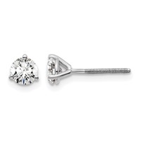 True Origin 14K White Gold 0.67 Carat Lab Grown Diamond VS+ F+ Round Three Prong Heavy Weight Screw Back Complete Stud Earrings view 1