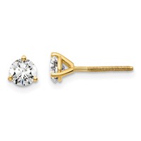 True Origin 14K Yellow Gold 0.75 Carat Lab Grown Diamond VS+ F+ Round Three Prong Heavy Weight Screw Back Complete Stud Earrings view 1