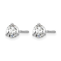 True Origin 14K White Gold 0.75 Carat Lab Grown Diamond VS+ F+ Round Three Prong Heavy Weight Screw Back Complete Stud Earrings view 2
