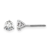 True Origin 14K White Gold 0.75 Carat Lab Grown Diamond VS+ F+ Round Three Prong Heavy Weight Screw Back Complete Stud Earrings view 1