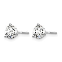True Origin 14K White Gold 1 Carat Lab Grown Diamond VS+ F+ Round Three Prong Heavy Weight Screw Back Complete Stud Earrings view 2
