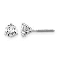 True Origin 14K White Gold 1 Carat Lab Grown Diamond VS+ F+ Round Three Prong Heavy Weight Screw Back Complete Stud Earrings view 1