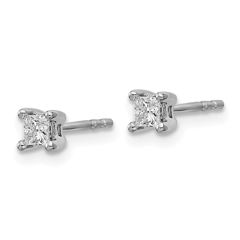14k White Gold 1/4 carat Lab Grown Diamond VS/SI+ G+ Princess Complete Four Prong Stud Earrings