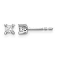 14K White Gold 0.25 Carat Lab Grown Diamond VS SI+ G+ Princess Complete Four Prong Stud Earrings view 1
