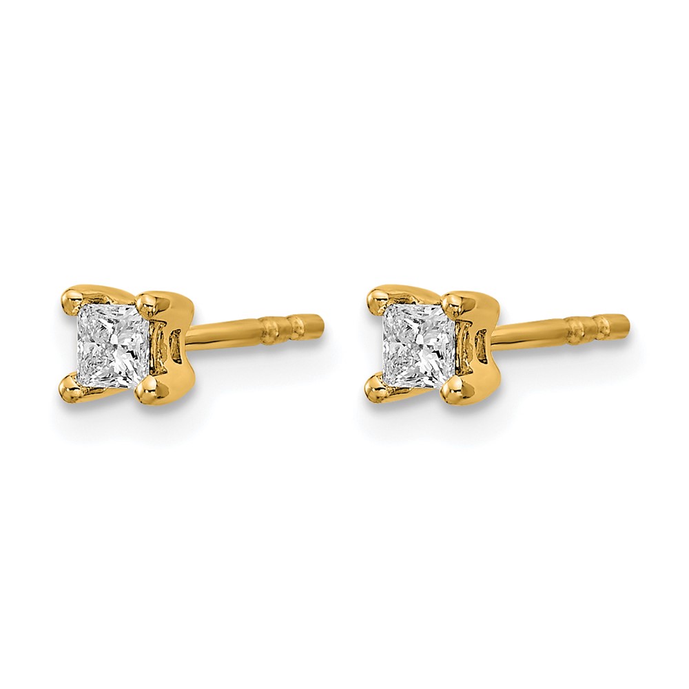 14k 1/4 carat Lab Grown Diamond VS+ F+ Princess Complete Four Prong Stud Earrings (EM1018-025-LD)