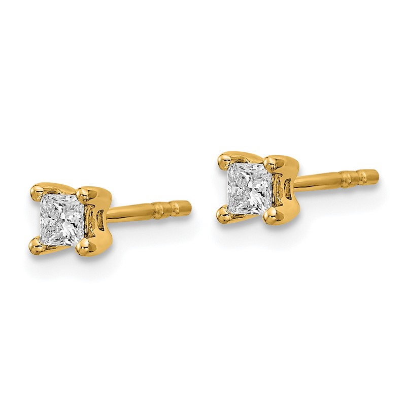 14k 1/4 carat Lab Grown Diamond VS+ F+ Princess Complete Four Prong Stud Earrings