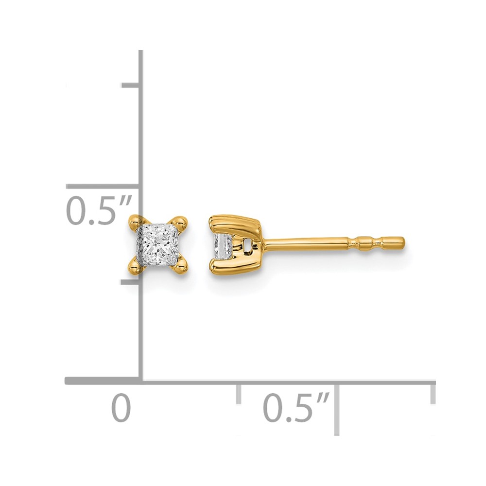 14k 1/4 carat Lab Grown Diamond VS+ F+ Princess Complete Four Prong Stud Earrings (EM1018-025-LD)
