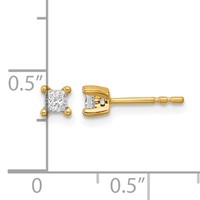 14K Yellow Gold 0.25 Carat Lab Grown Diamond VS SI+ G+ Princess Complete Four Prong Stud Earrings view 5