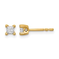 14K Yellow Gold 0.25 Carat Lab Grown Diamond VS SI+ G+ Princess Complete Four Prong Stud Earrings view 1