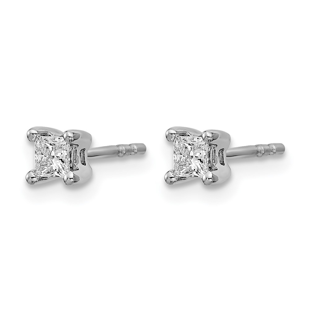 14k White Gold 1/3 carat Lab Grown Diamond VS+ F+ Princess Complete Four Prong Stud Earrings (EM1018-033-WLD)