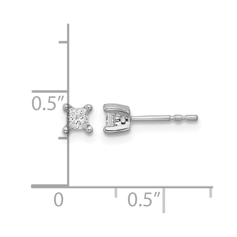 14k White Gold 1/3 carat Lab Grown Diamond VS+ F+ Princess Complete Four Prong Stud Earrings (EM1018-033-WLD)