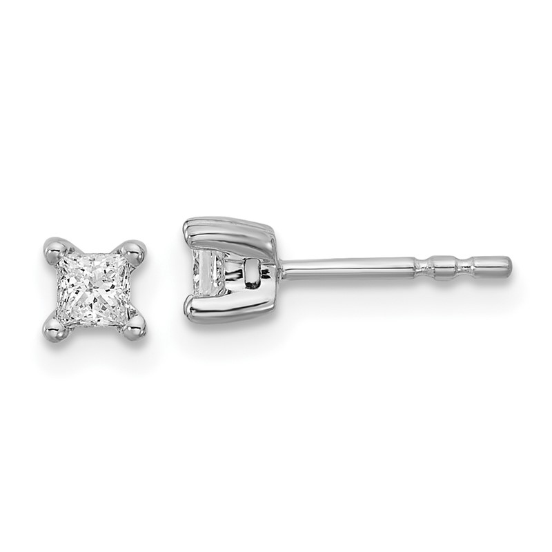 14k White Gold 1/3 carat Lab Grown Diamond VS/SI+ G+ Princess Complete Four Prong Stud Earrings