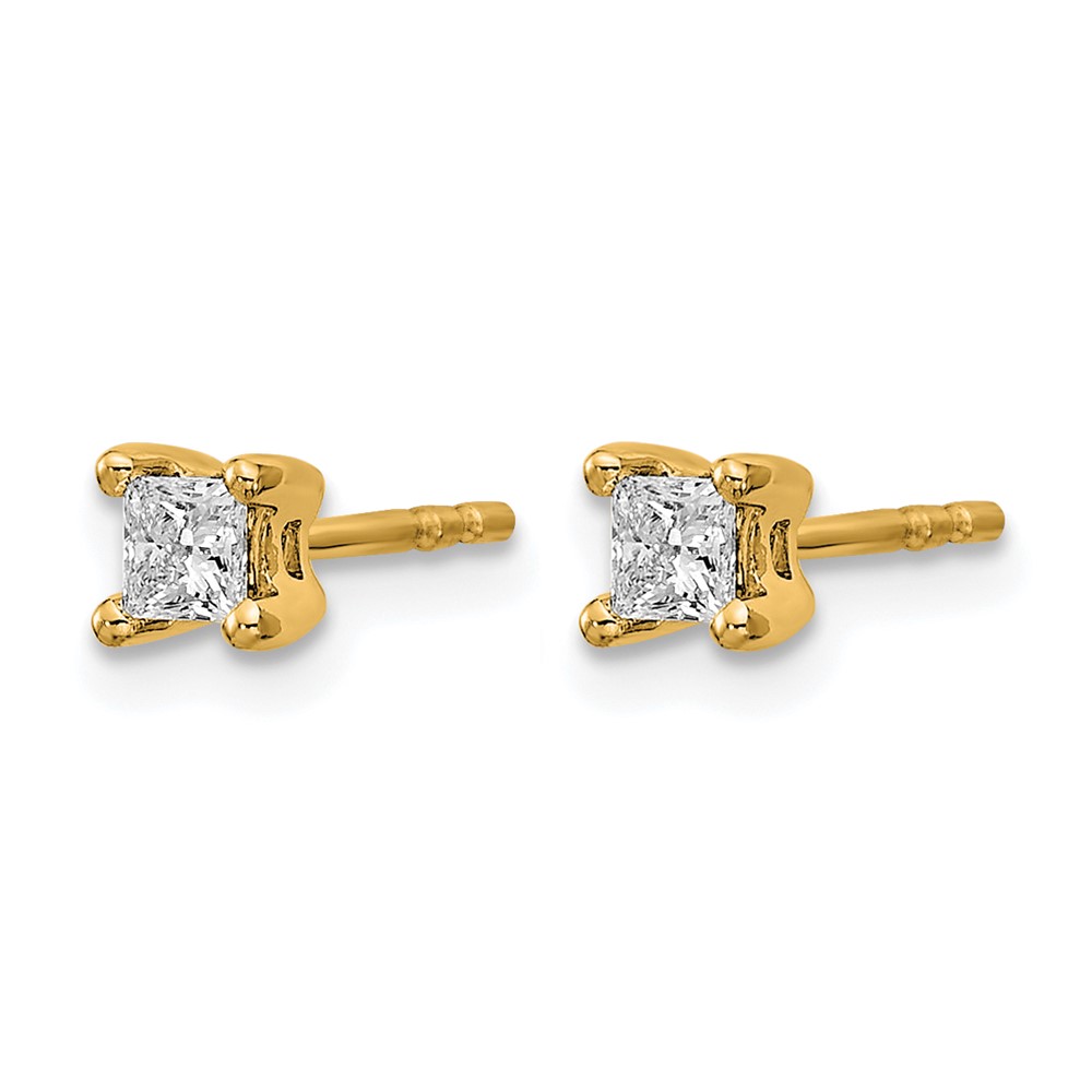 14k 1/3 carat Lab Grown Diamond VS+ F+ Princess Complete Four Prong Stud Earrings (EM1018-033-LD)
