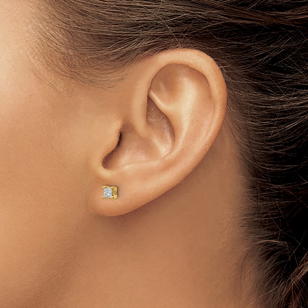 14k 1/3 carat Lab Grown Diamond VS+ F+ Princess Complete Four Prong Stud Earrings (EM1018-033-LD)