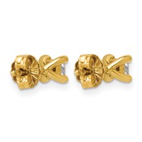 14K Yellow Gold 0.33 Carat Lab Grown Diamond VS+ F+ Princess Complete Four Prong Stud Earrings view 4