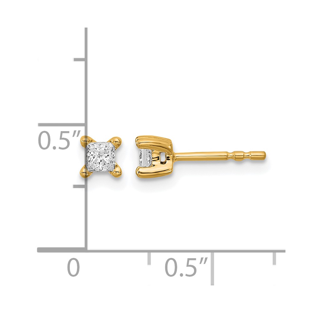 14k 1/3 carat Lab Grown Diamond VS+ F+ Princess Complete Four Prong Stud Earrings (EM1018-033-LD)