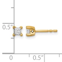 14K Yellow Gold 0.33 Carat Lab Grown Diamond VS+ F+ Princess Complete Four Prong Stud Earrings view 5