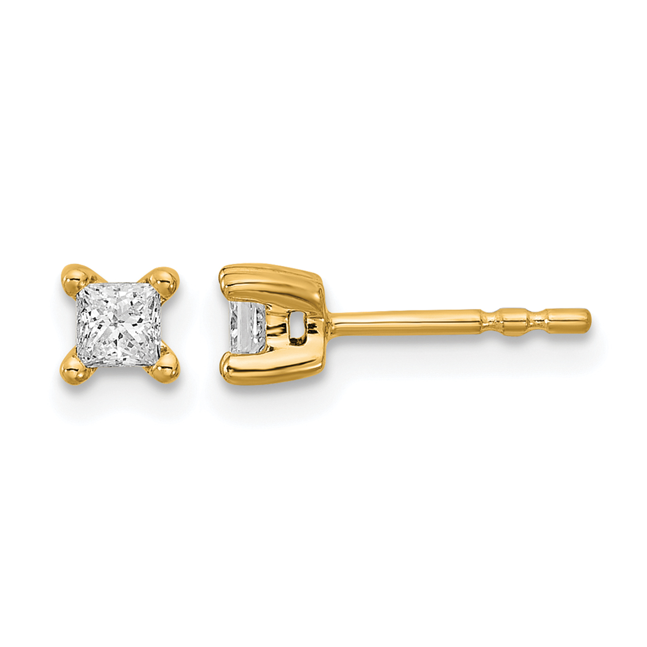 14k 1/3 carat Lab Grown Diamond VS+ F+ Princess Complete Four Prong Stud Earrings (EM1018-033-LD)